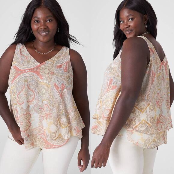Lane Bryant Modern Swing Double-Layer Chiffon Tank Sz.14 NWT - Picture 1 of 8